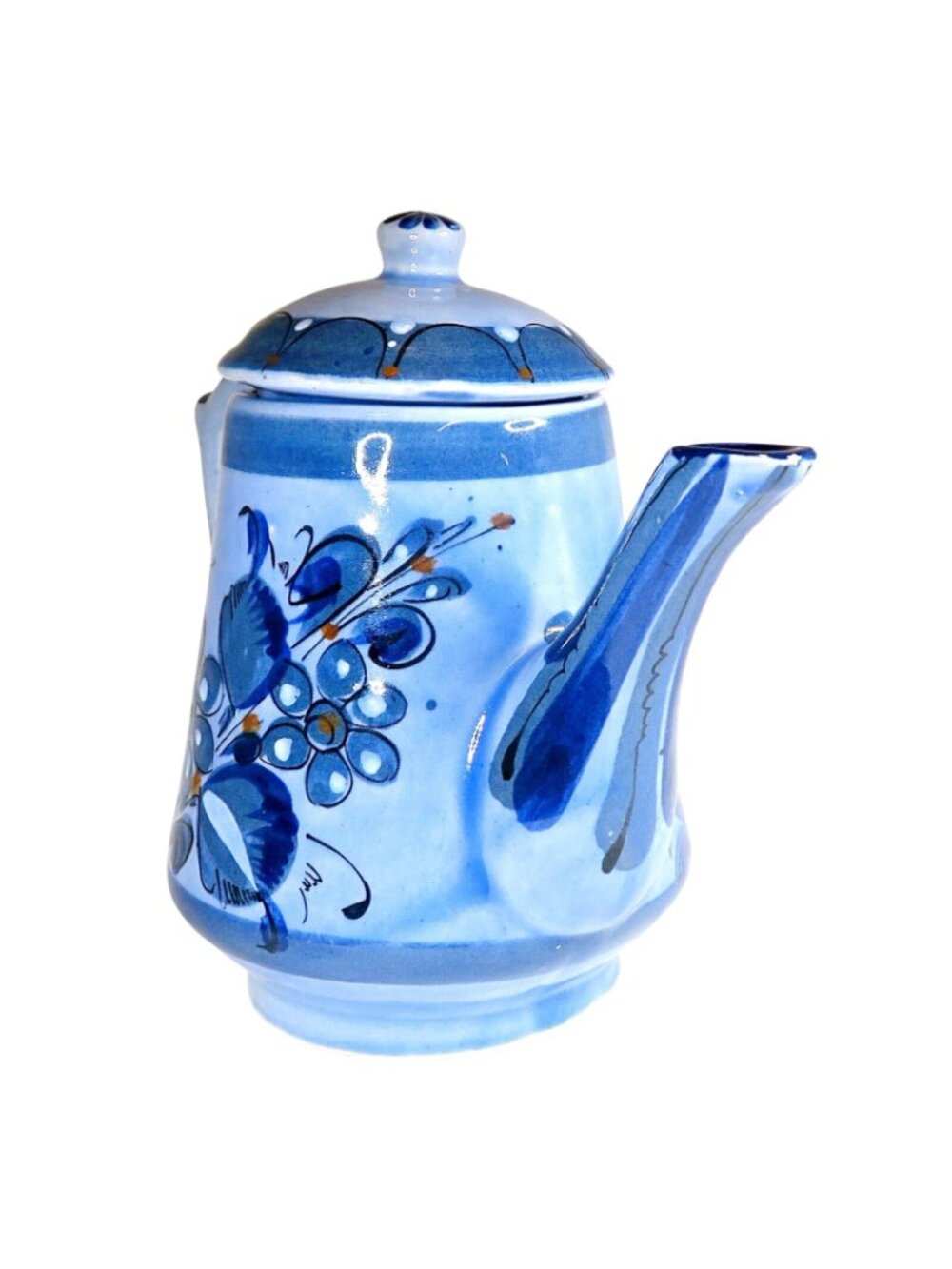 Tonala Blue Bird & Butterfly Teapot with Lid Vintage Signed Mexican Pottery - Picture 4 of 9